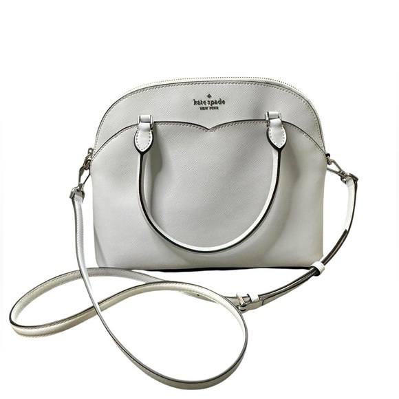 Kate Spade Payton Medium Dome Satchel White Leather Crossbody - Picture 7 of 12